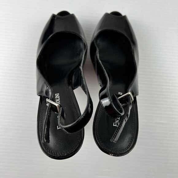 Enzo Angiolini Eastarlite Peep Toe High Heels Pumps Size 7.5 Black Patent - Picture 10 of 14